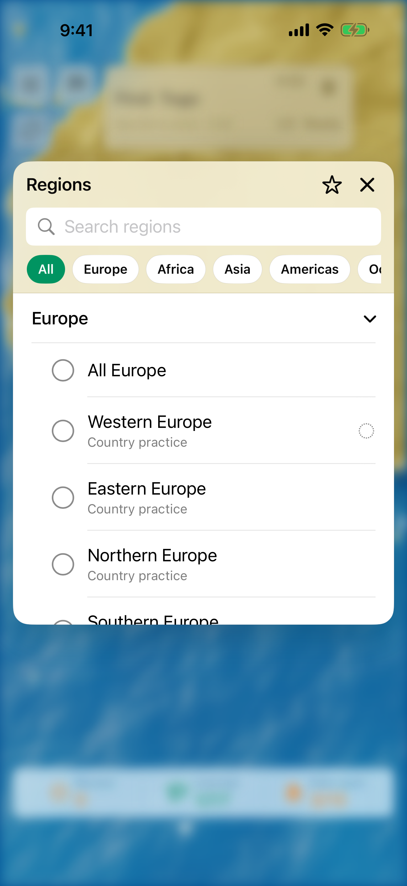 GeoTrainer region picker