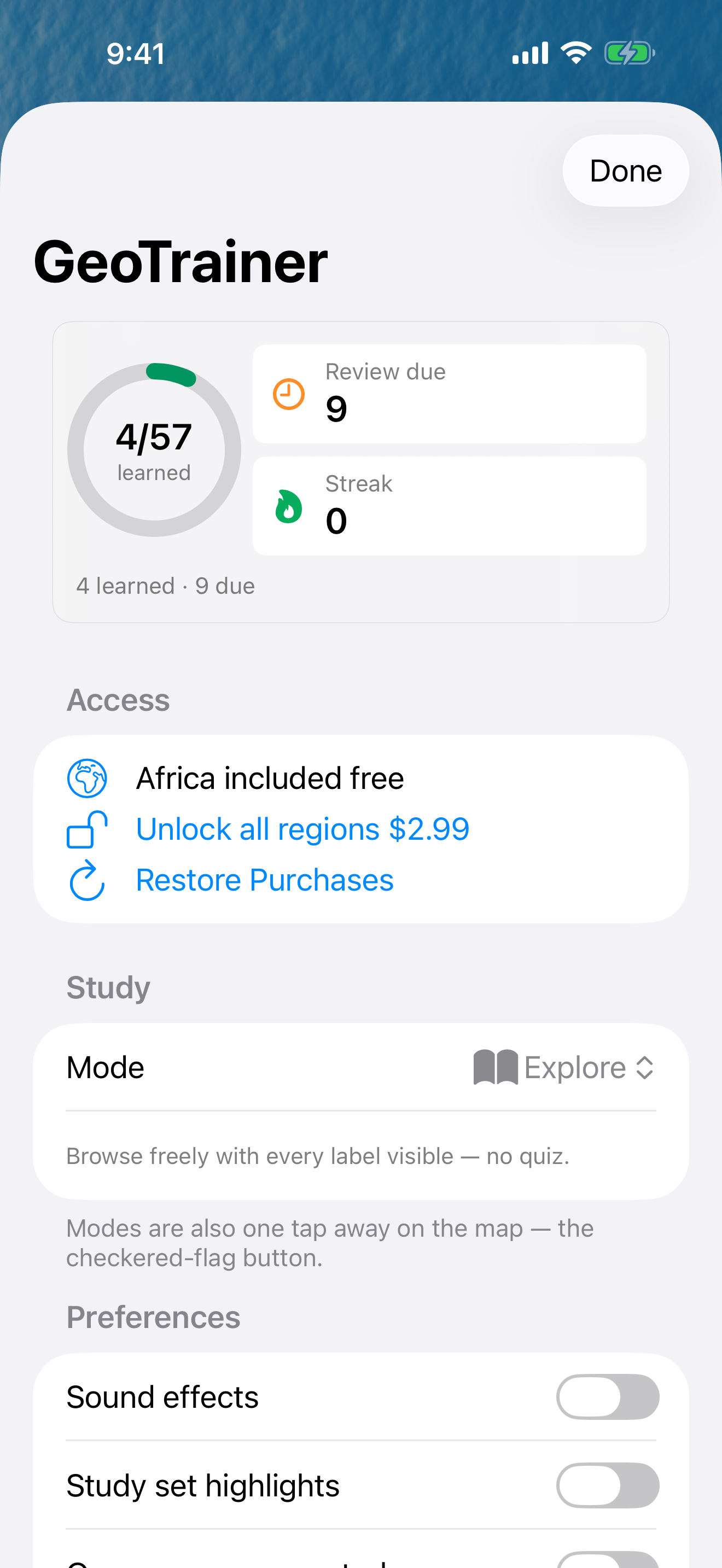 GeoTrainer free Africa region and full unlock